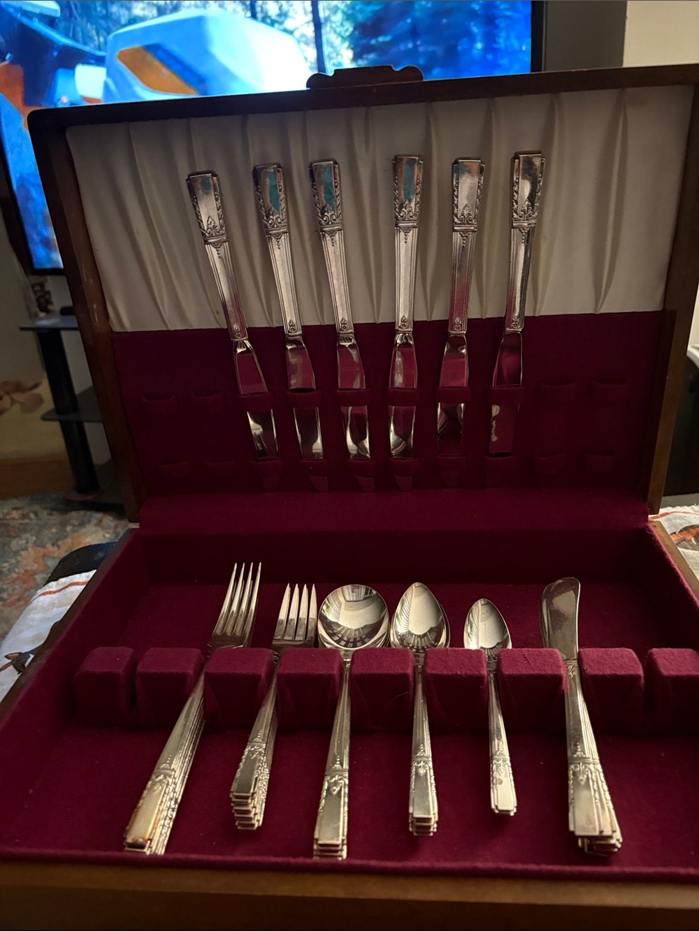 Vintage Wm Rogers Lady Drake Silver Plate Flatware 1940 Complete For Six Guests